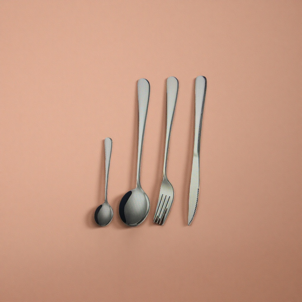 Stainless steel tableware set, three-piece spoon, fork and knife set, portable and simple for home use details Picture
