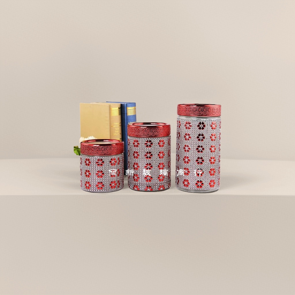 Decorative glass jar, retro-style transparent storage jar, home storage jar, 500ml Specification image
