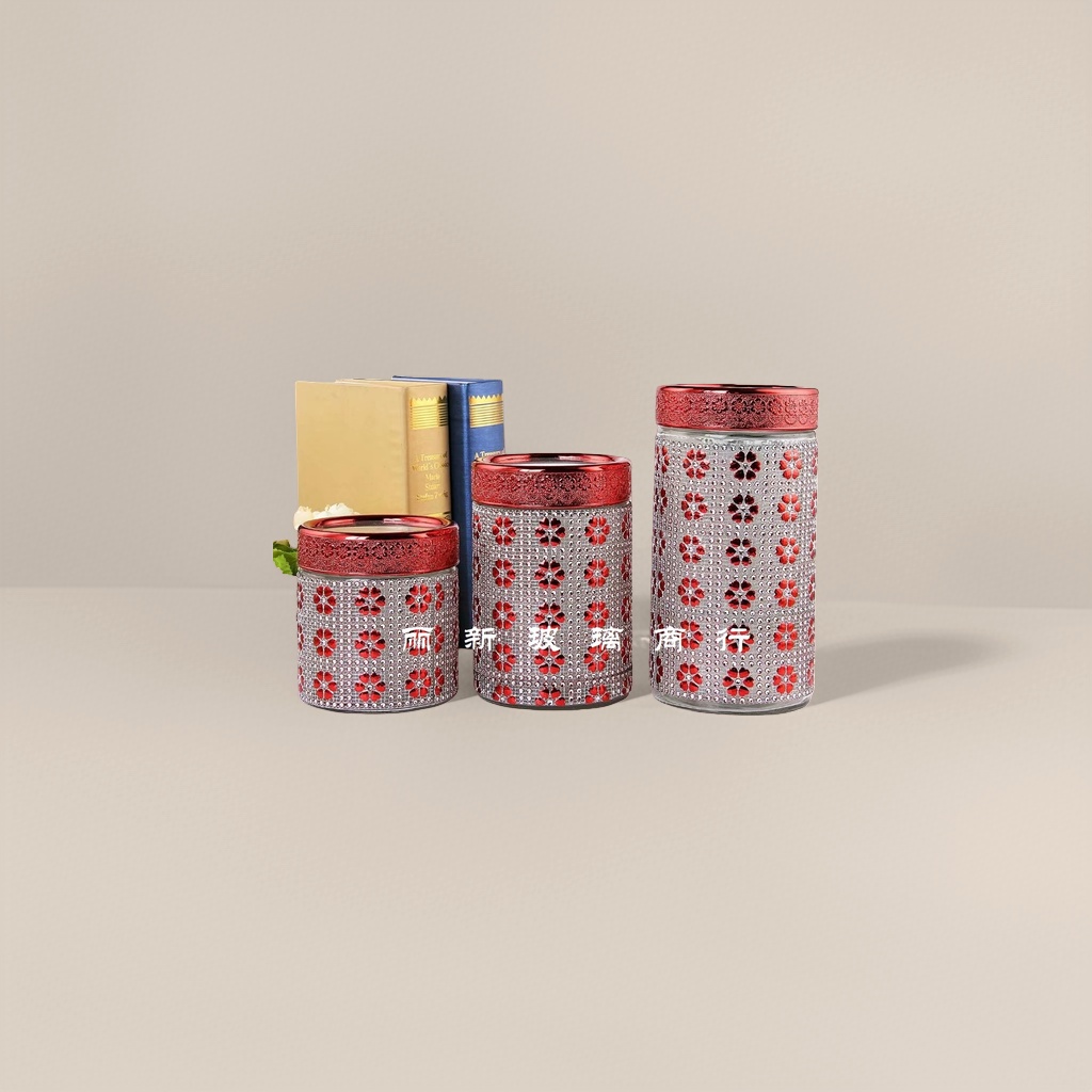 Decorative glass jar, retro-style transparent storage jar, home storage jar, 500ml details Picture