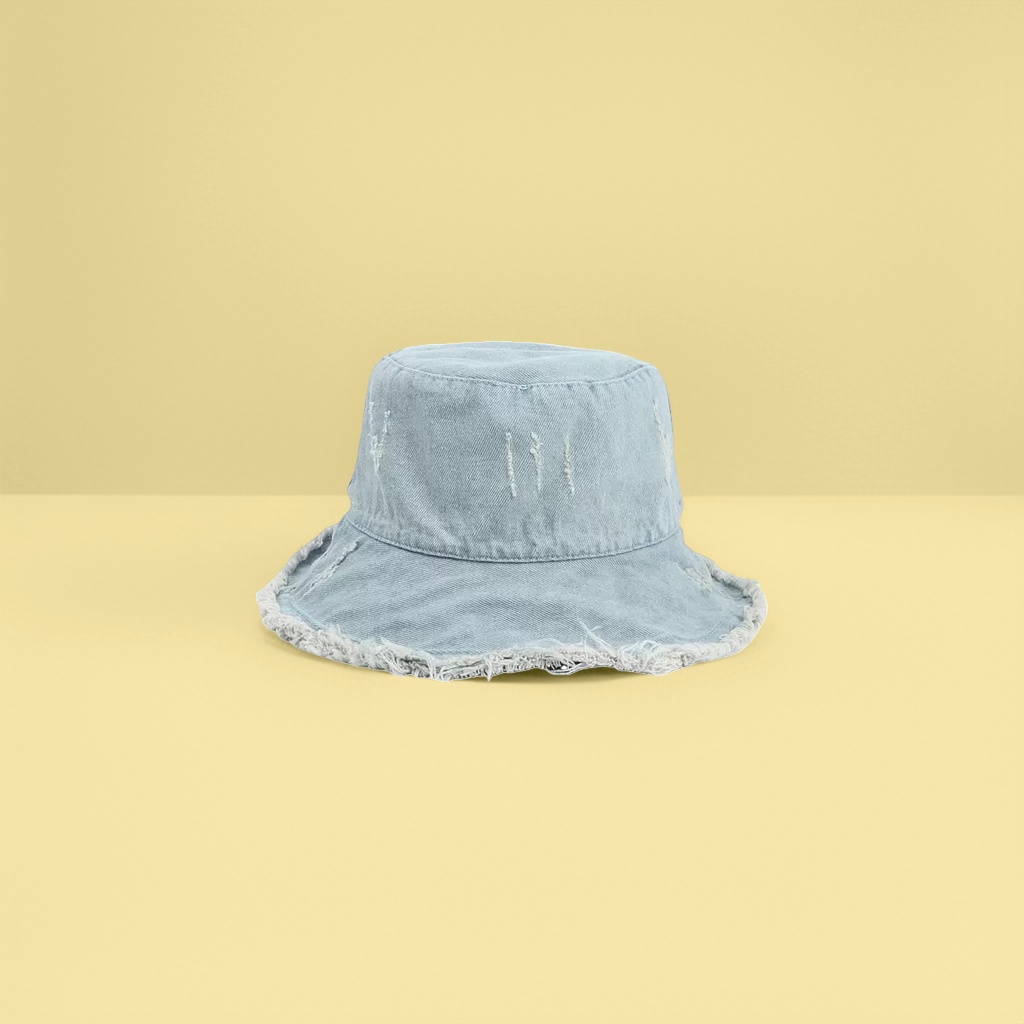 Light blue denim fisherman's hat, cool, casual and versatile, women's summer new style sun hat details Picture