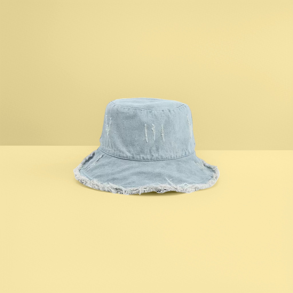 Light blue denim fisherman's hat, cool, casual and versatile, women's summer new style sun hat Specification image