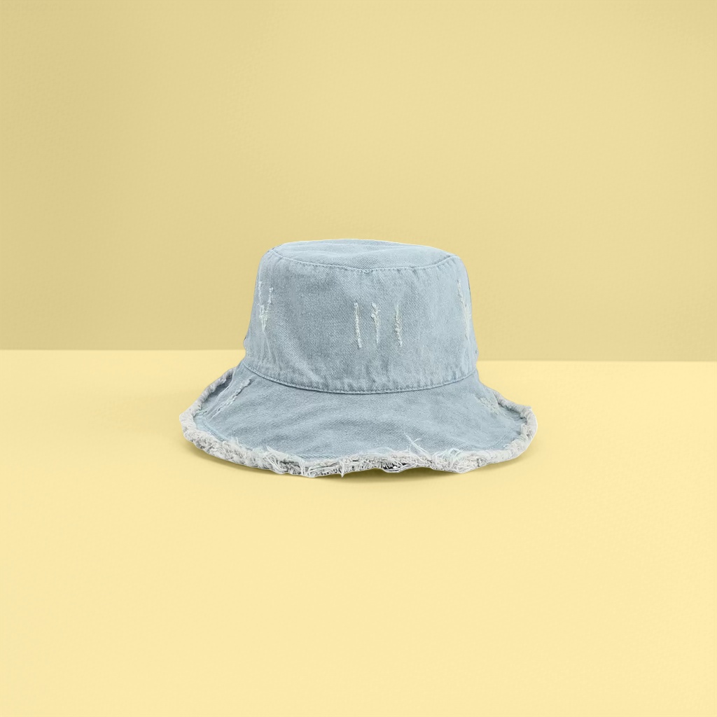 Light blue denim fisherman's hat, cool, casual and versatile, women's summer new style sun hat