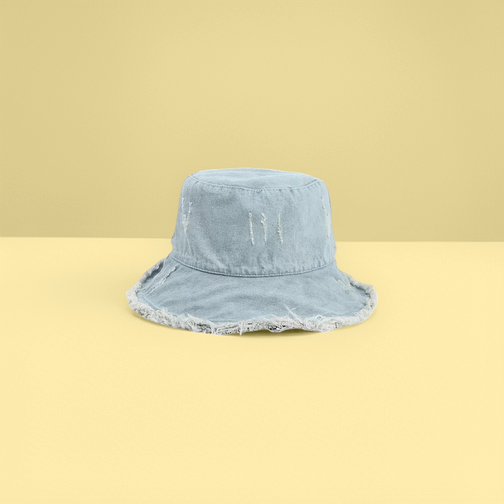 Light blue denim fisherman's hat, cool, casual and versatile, women's summer new style sun hat Application Scenario