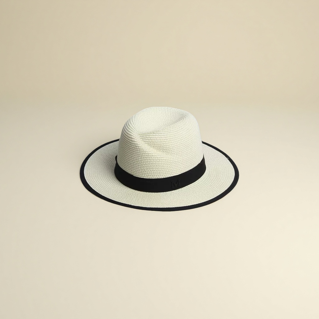 A beige straw hat for women's summer sun protection and sun protection woven hat details Picture