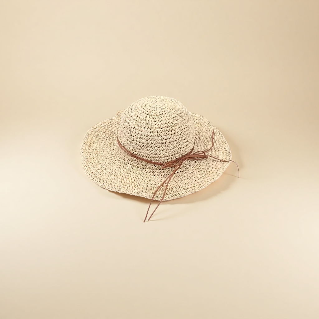 Hand-woven straw hat for women's summer sun protection and breathability Specification image