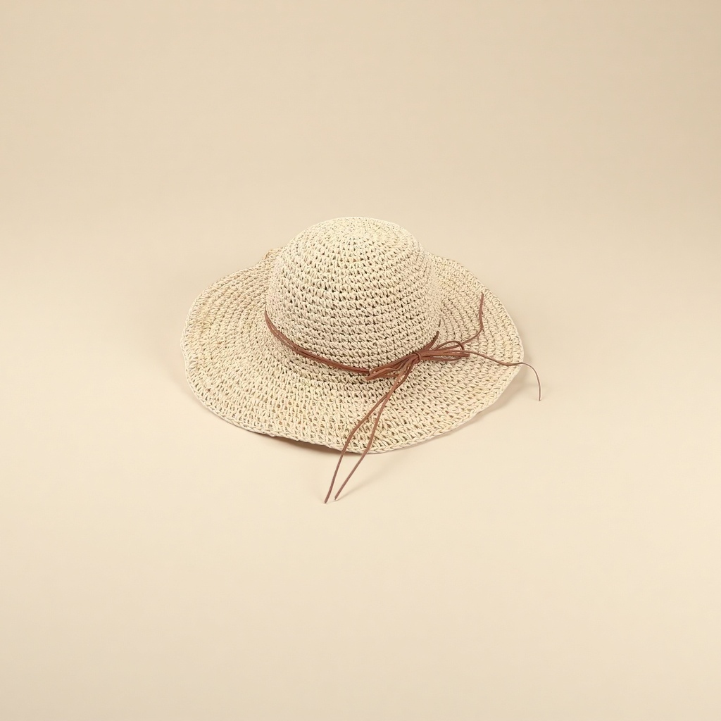 Hand-woven straw hat for women's summer sun protection and breathability details Picture