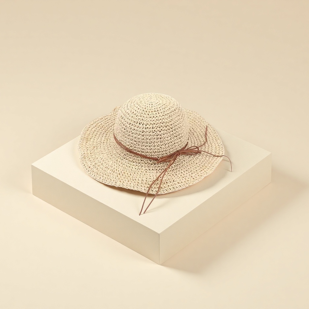 Hand-woven straw hat for women's summer sun protection and breathability Application Scenario