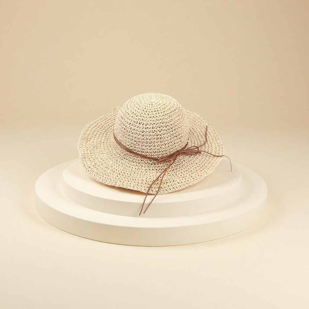 Hand-woven straw hat for women's summer sun protection and breathability