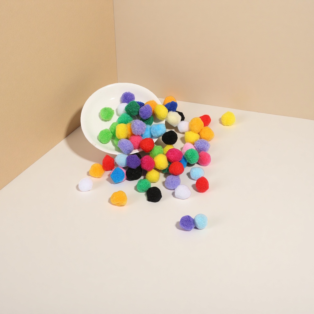 Handmade DIY accessories and decorations with polypropylene cotton balls and colorful pom-poms Specification image