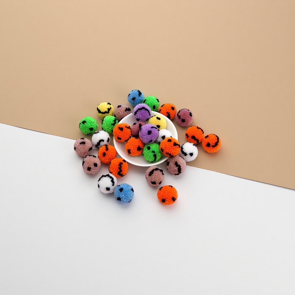 Wool ball, smiling face wool ball clothing, wool ball accessories, DIY jewelry accessories Application Scenario