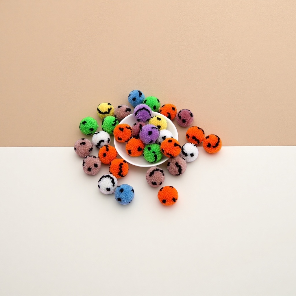 Wool ball, smiling face wool ball clothing, wool ball accessories, DIY jewelry accessories details Picture