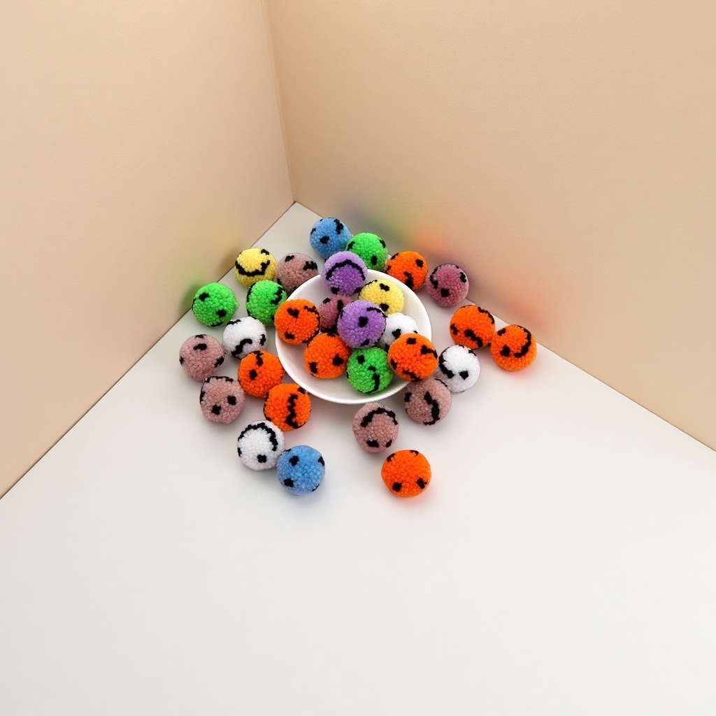 Wool ball, smiling face wool ball clothing, wool ball accessories, DIY jewelry accessories