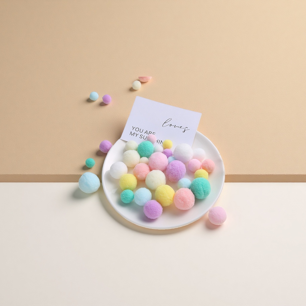 Plush plush ball gradient color macaron high elasticity silk size mixed color handmade DIY accessory fluffy ball Application Scenario