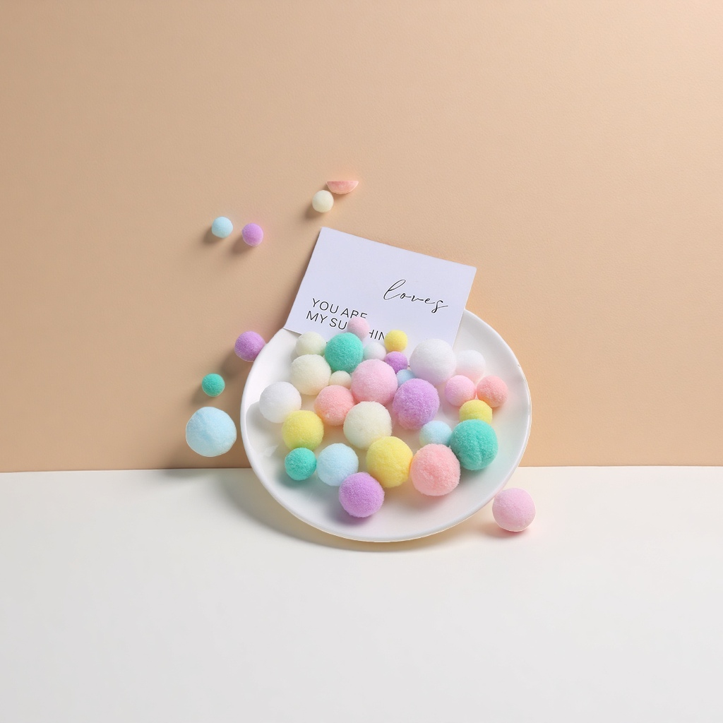 Plush plush ball gradient color macaron high elasticity silk size mixed color handmade DIY accessory fluffy ball Specification image
