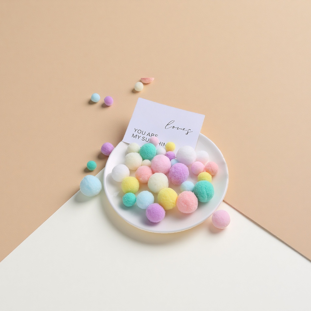 Plush plush ball gradient color macaron high elasticity silk size mixed color handmade DIY accessory fluffy ball details Picture