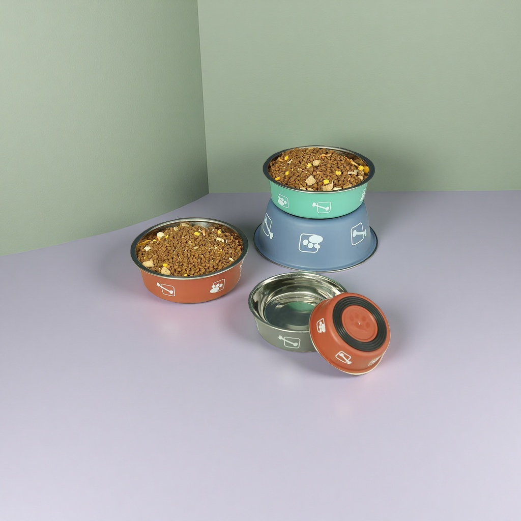 宠物食盆 不锈钢防滑双碗 家用猫狗喂食盆 大容量可拆洗