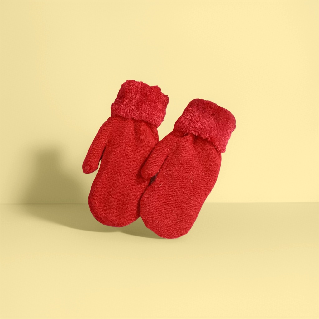 Thickened plush gloves for warm children's autumn and winter knitted gloves