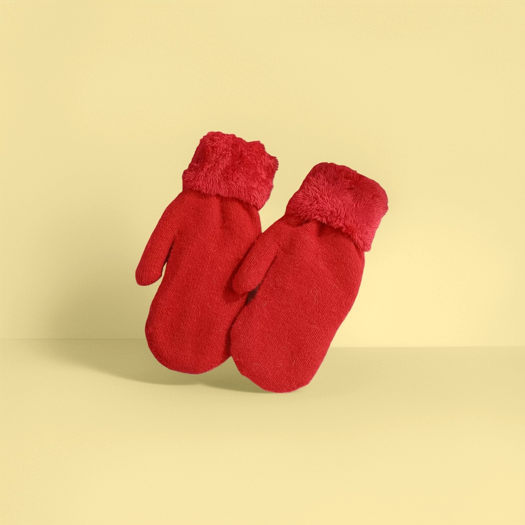 Thickened plush gloves for warm children's autumn and winter knitted gloves details Picture