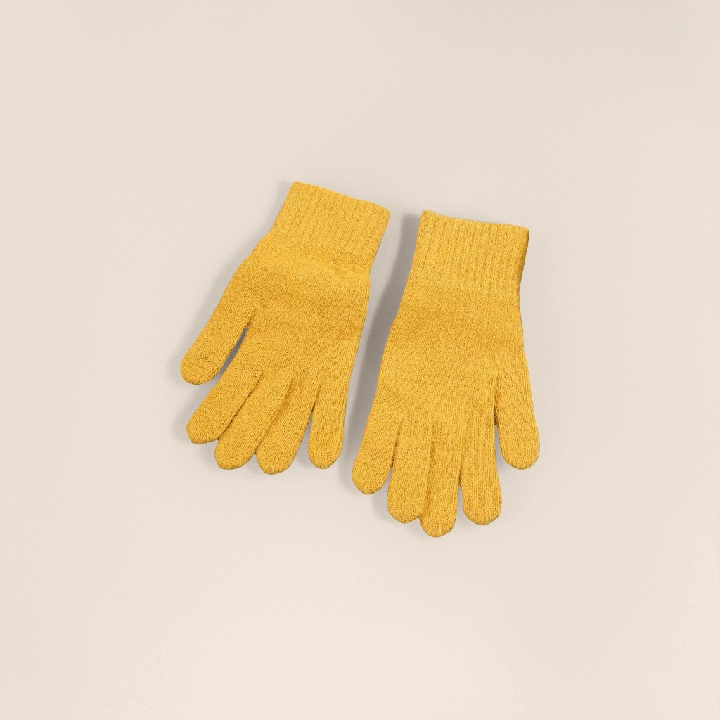 Yellow knitted gloves are warm and anti-slip thin hand care products for women in autumn and winter Specification image