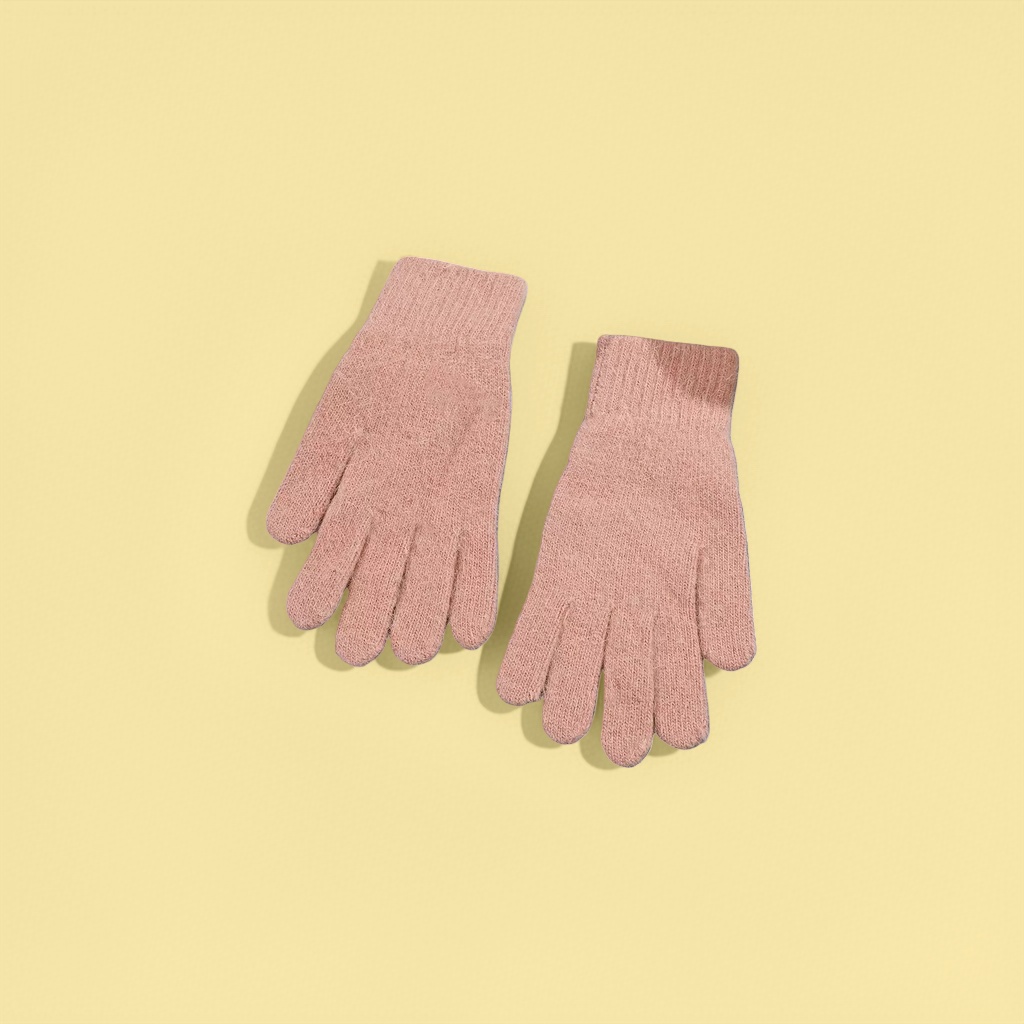 Yellow knitted gloves are warm and anti-slip thin hand care products for women in autumn and winter details Picture