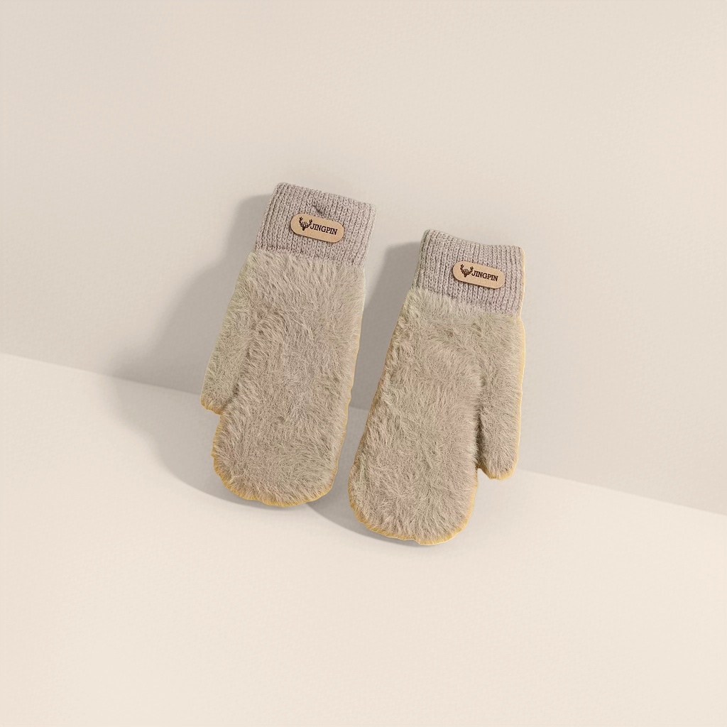 Thickened plush gloves for warm children's autumn and winter knitted gloves Specification image