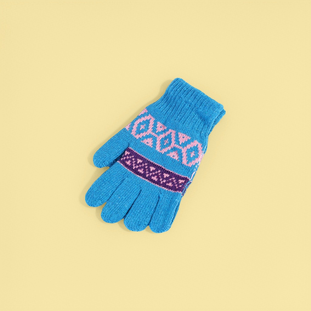 The main body of the blue knitted gloves is a warm and anti-slip autumn and winter collection for women details Picture