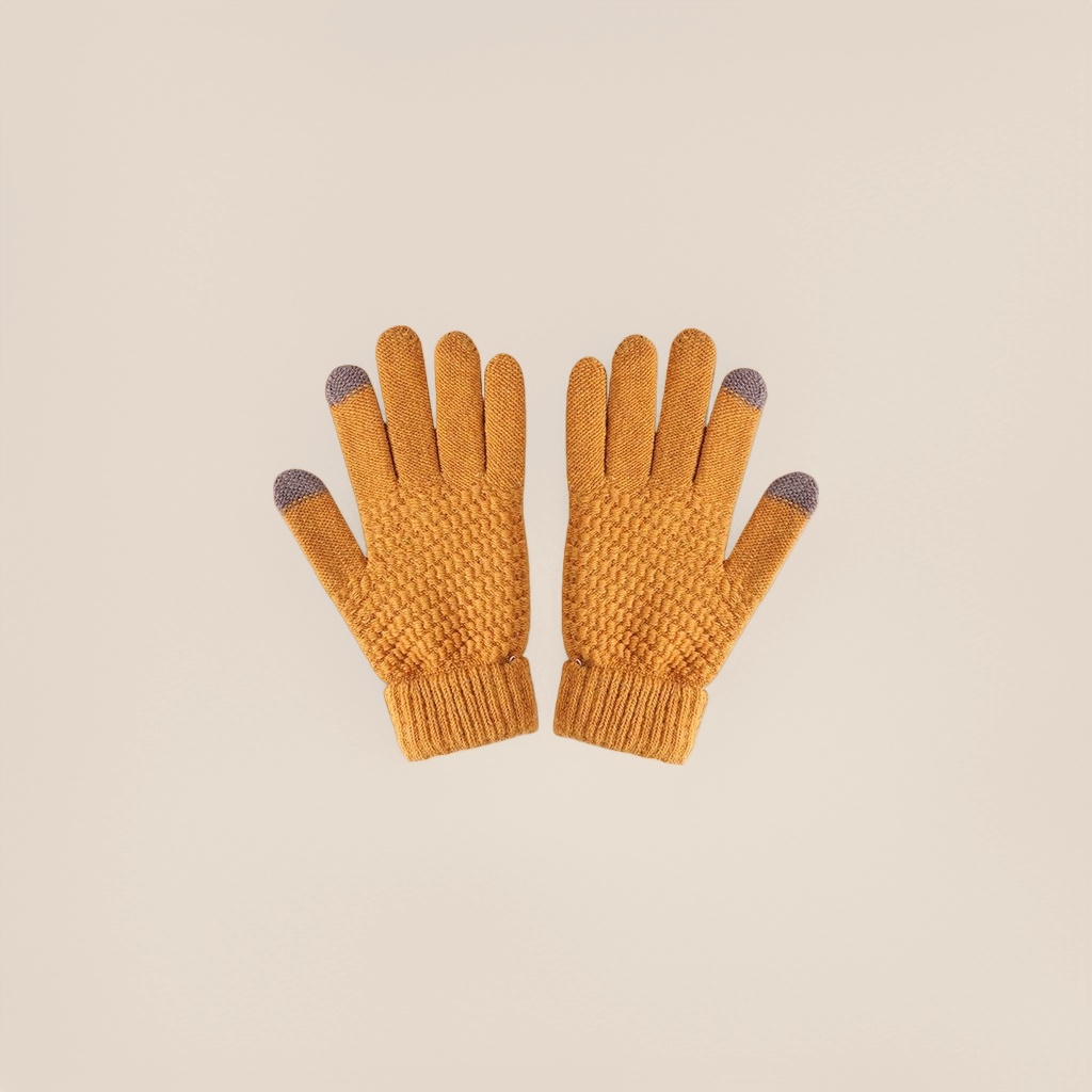 Knitted gloves for women, warm, anti-slip, touch screen, thickened plush hand protection for autumn and winter Specification image