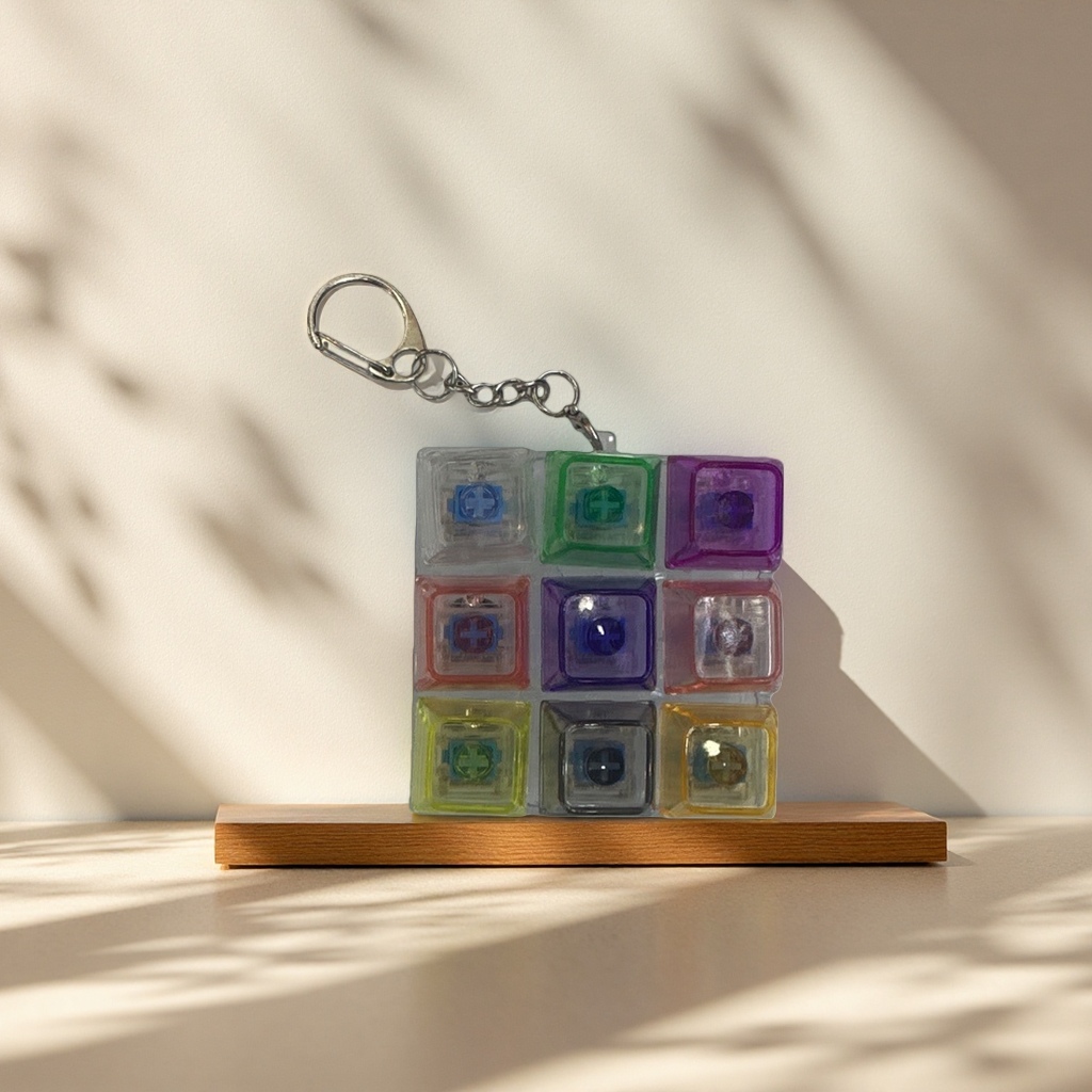 Colorful transparent square keychains, fashionable and simple pendant accessories, universal keychains