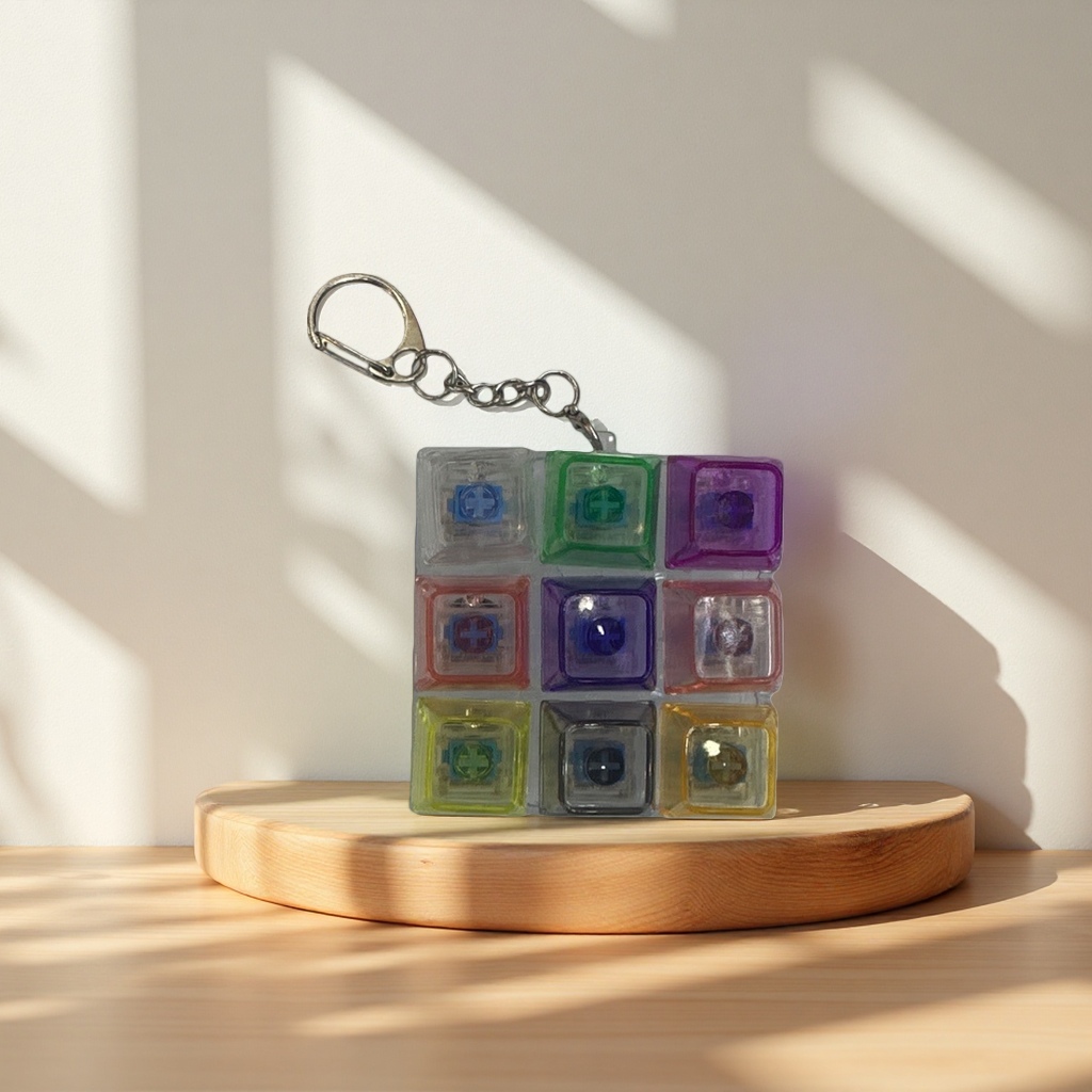 Colorful transparent square keychains, fashionable and simple pendant accessories, universal keychains Specification image