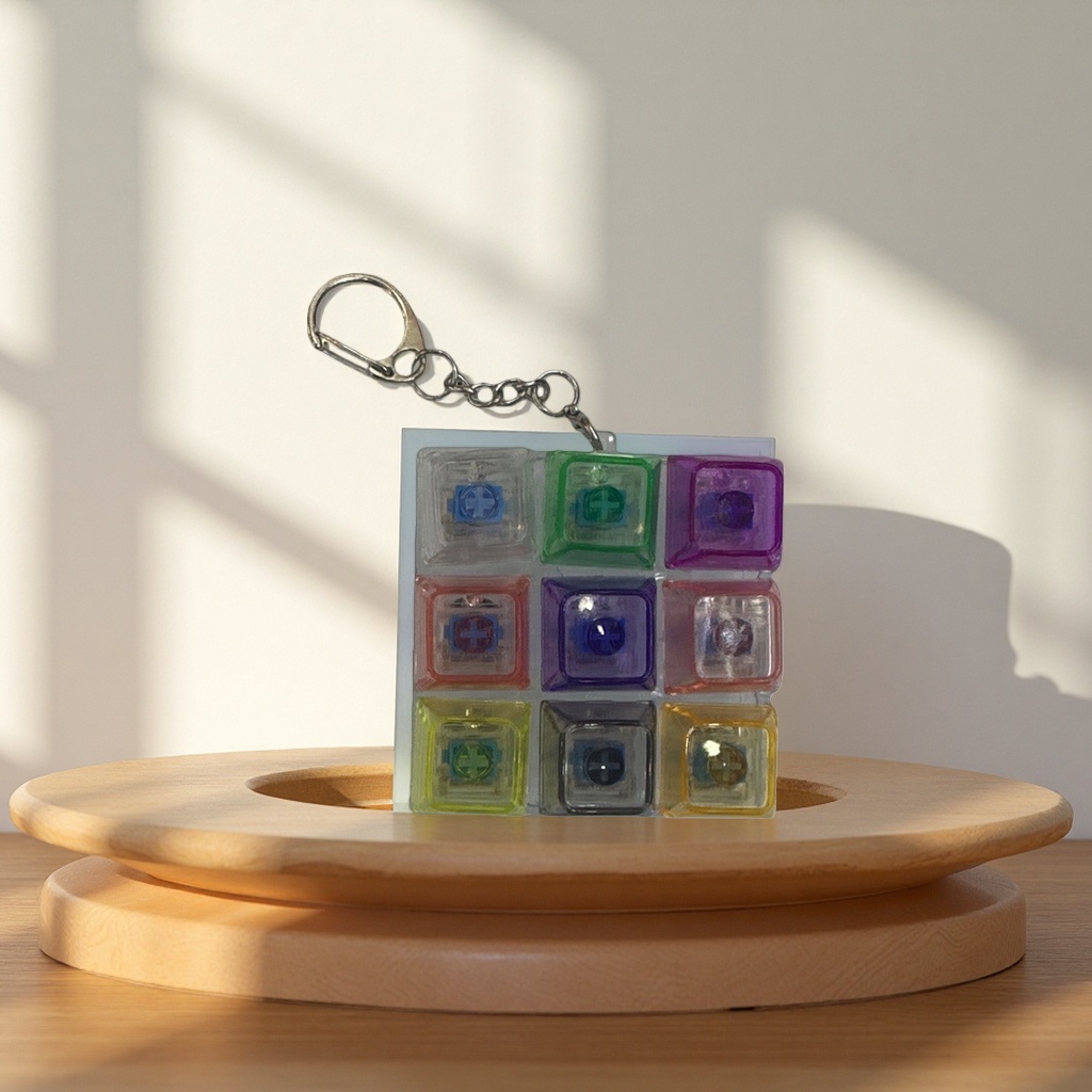 Colorful transparent square keychains, fashionable and simple pendant accessories, universal keychains details Picture