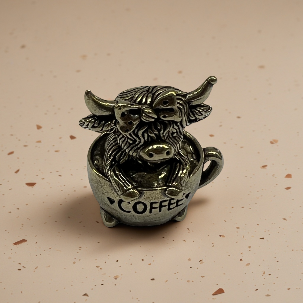Brass bull-shaped coffee cup, a retro and creative portable mug for office and home use Application Scenario