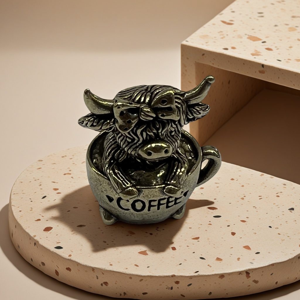 Brass bull-shaped coffee cup, a retro and creative portable mug for office and home use Specification image
