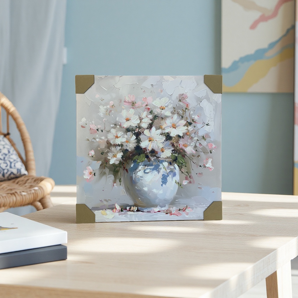 油画 花瓶中的花卉 装饰画 墙面挂画 客厅卧室软装