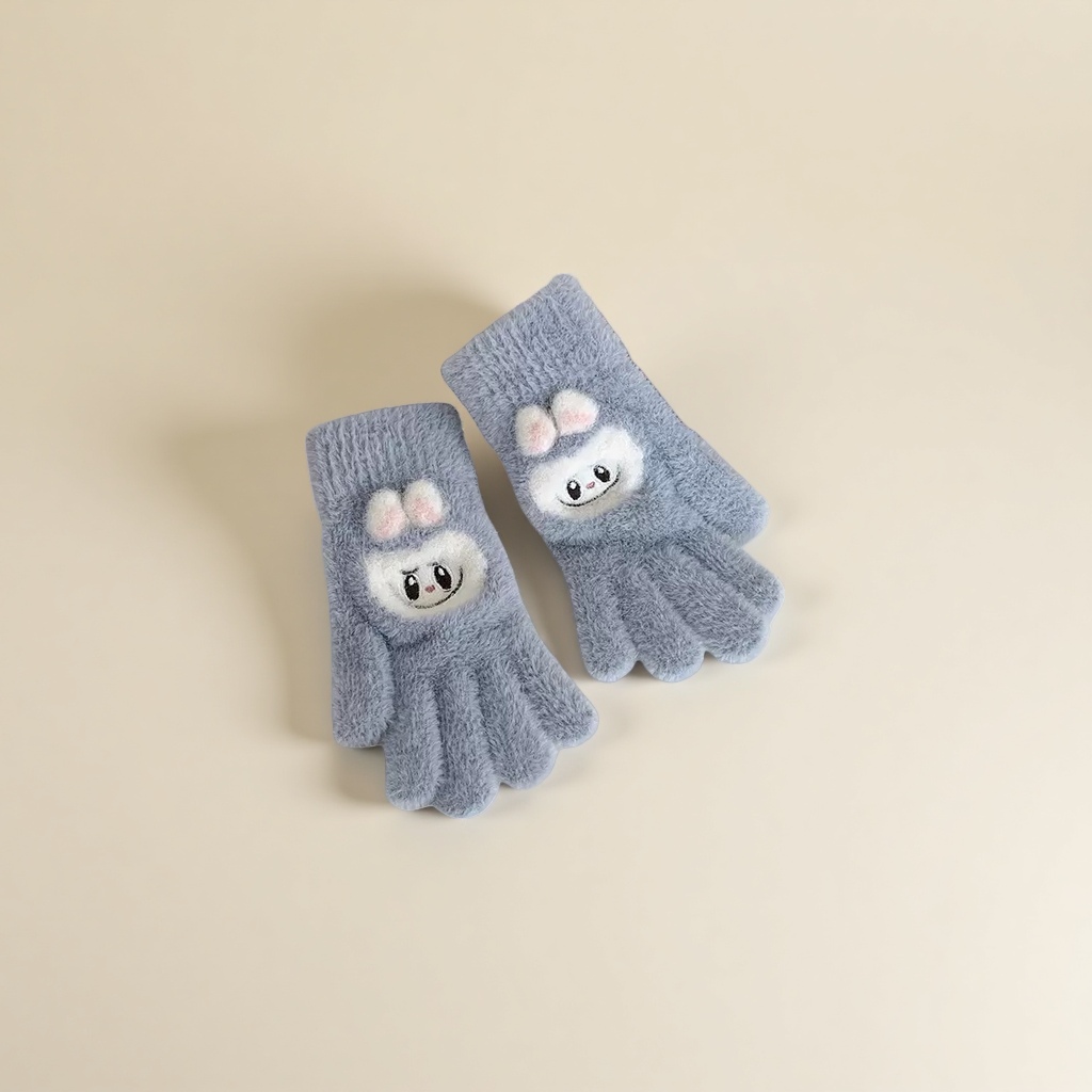 Thickened plush gloves for warm women's autumn and winter knitted gloves details Picture