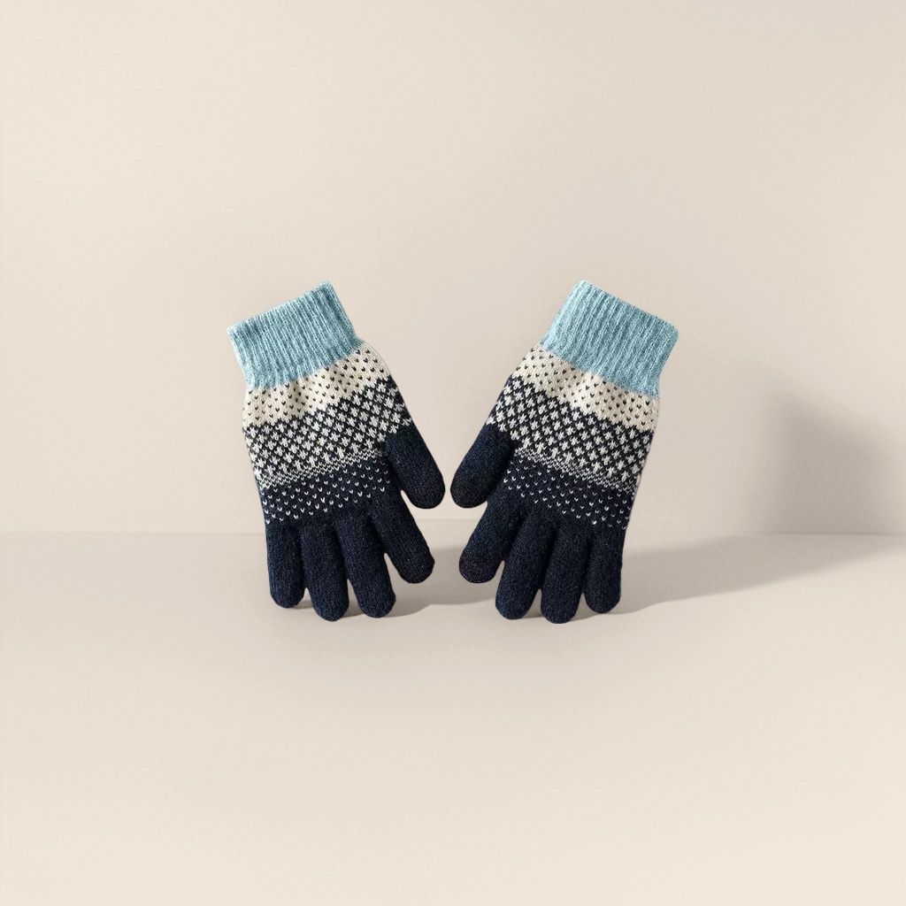 A pair of warm, anti-slip and touch-screen knitted gloves for women in autumn and winter Application Scenario