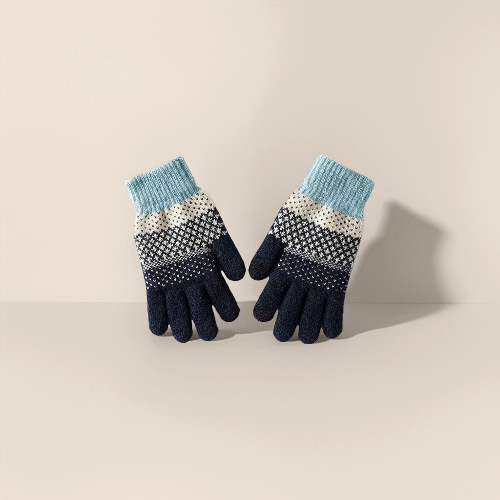 A pair of warm, anti-slip and touch-screen knitted gloves for women in autumn and winter