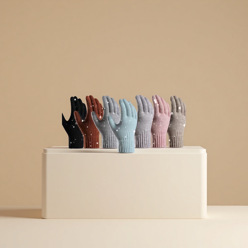 1 pair of thickened cold-proof knitted gloves for women with warm touch screen Application Scenario