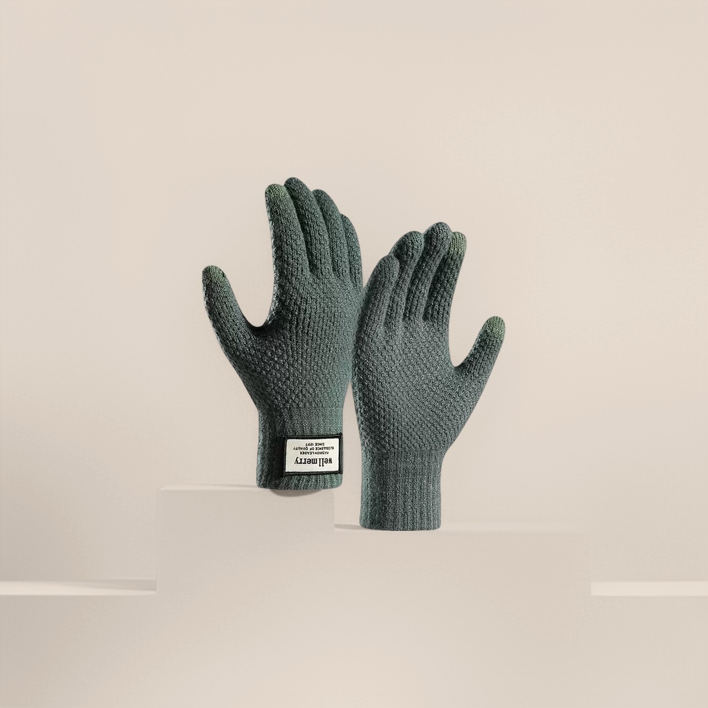 Knitted gloves, elastic, form-fitting, cold-proof, suitable for both men and women, thin style for cycling details Picture