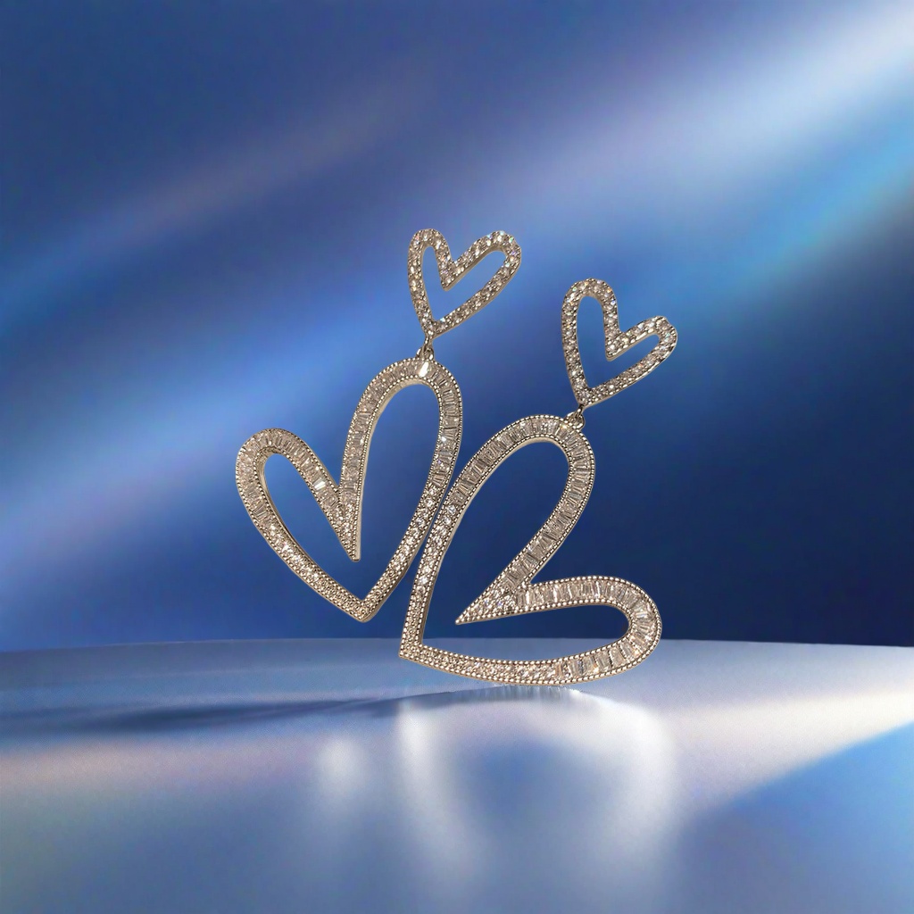 Heart-shaped diamond-encrusted earrings, fashionable and light luxury earrings, versatile earrings for women Specification image