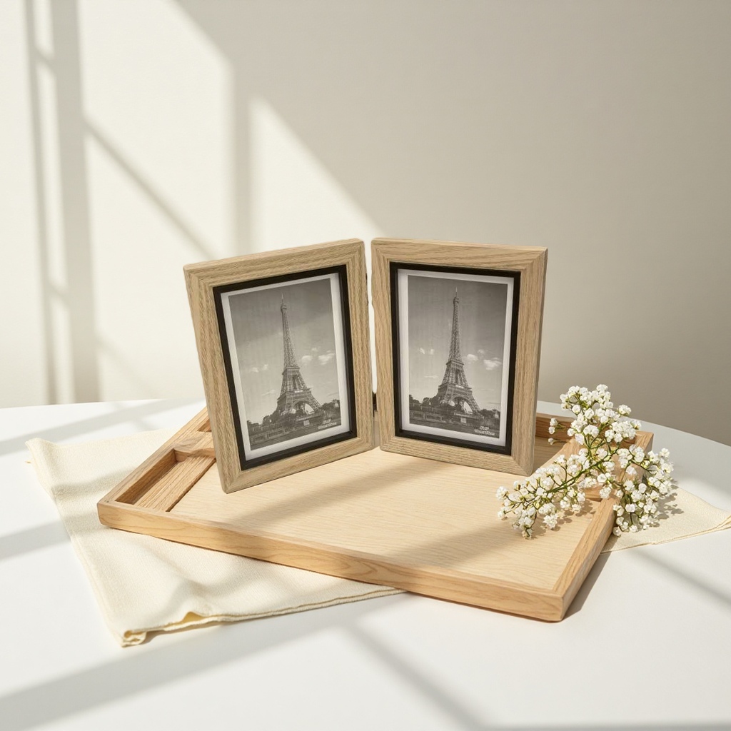 Simple Nordic-style wooden photo frame, 10-inch double-sided display photo frame, home decoration picture frame Application Scenario
