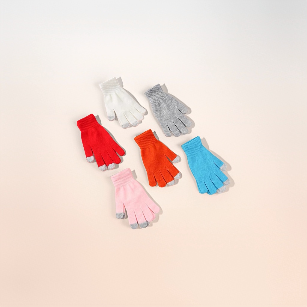 Colorful knitted touch screen gloves for women, warm and anti-slip gloves for autumn and winter
