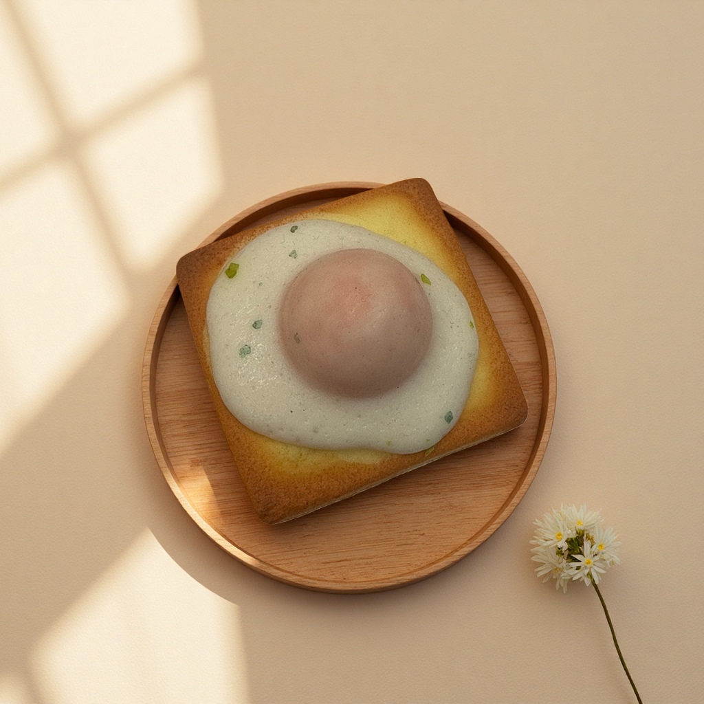Fried egg-shaped desserts, creative breakfast cakes, snacks, children's fun afternoon tea Specification image