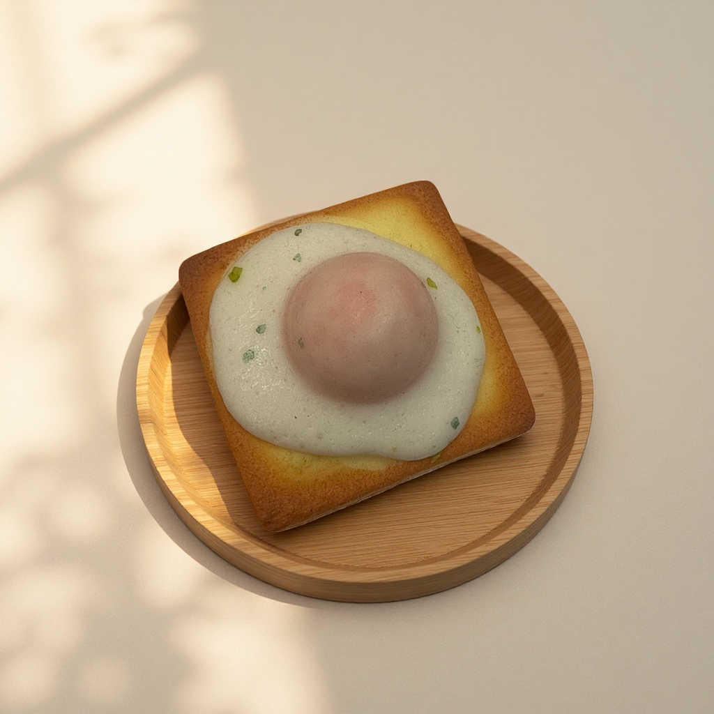 Fried egg-shaped desserts, creative breakfast cakes, snacks, children's fun afternoon tea Application Scenario