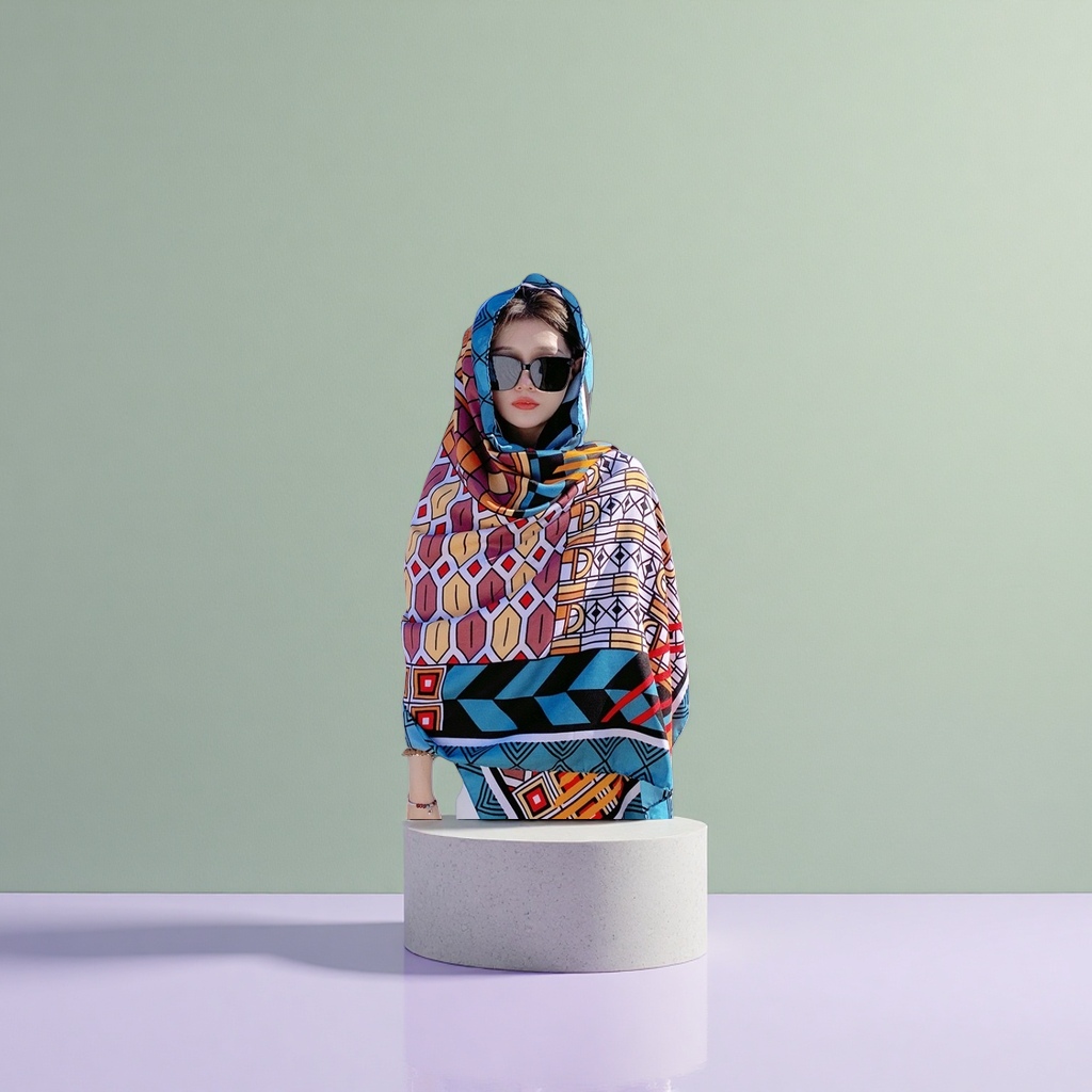 彩色图案女士围巾 时尚百搭秋冬保暖配饰