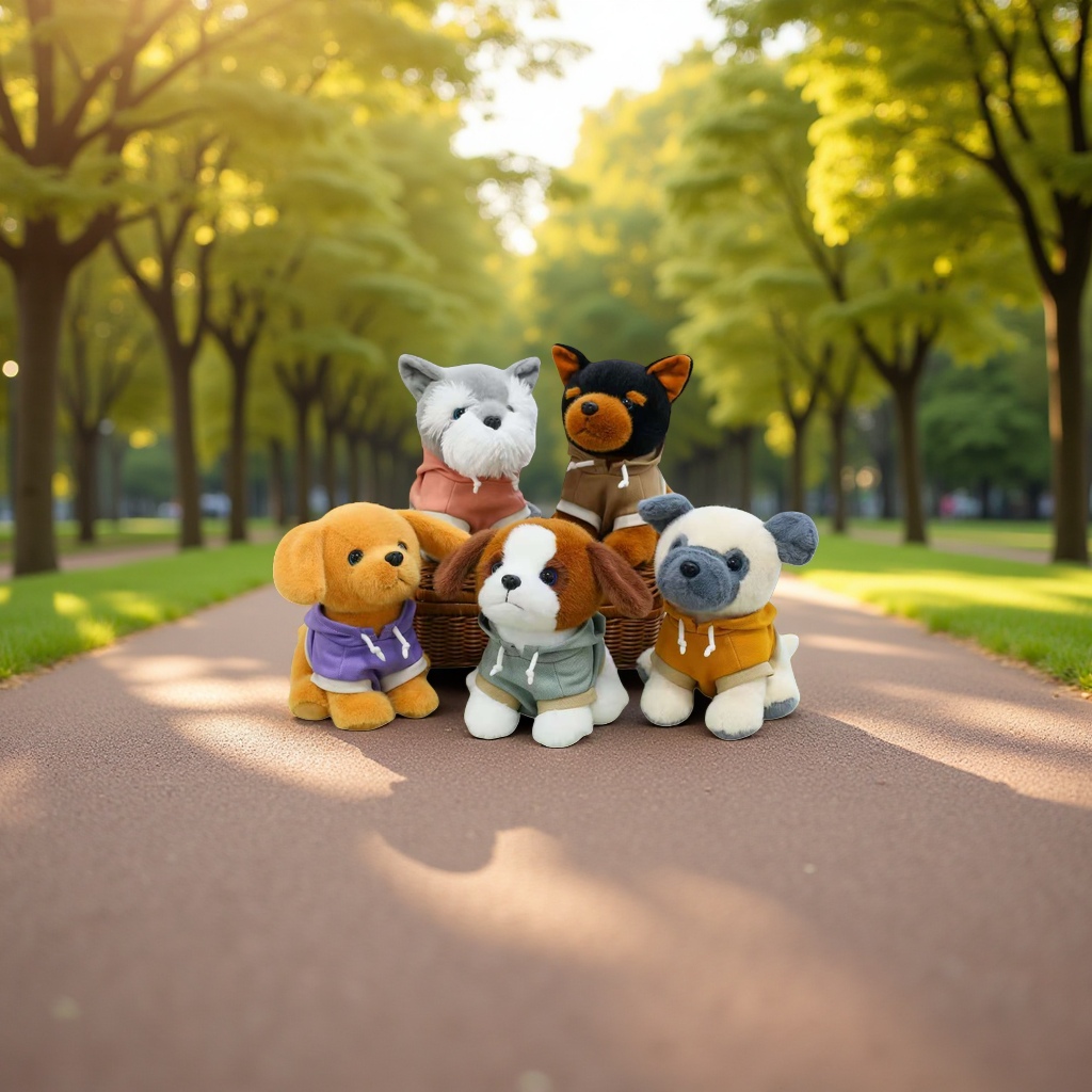Five hoodies, plush dog dolls, plush toys, cute and adorable pets as gifts