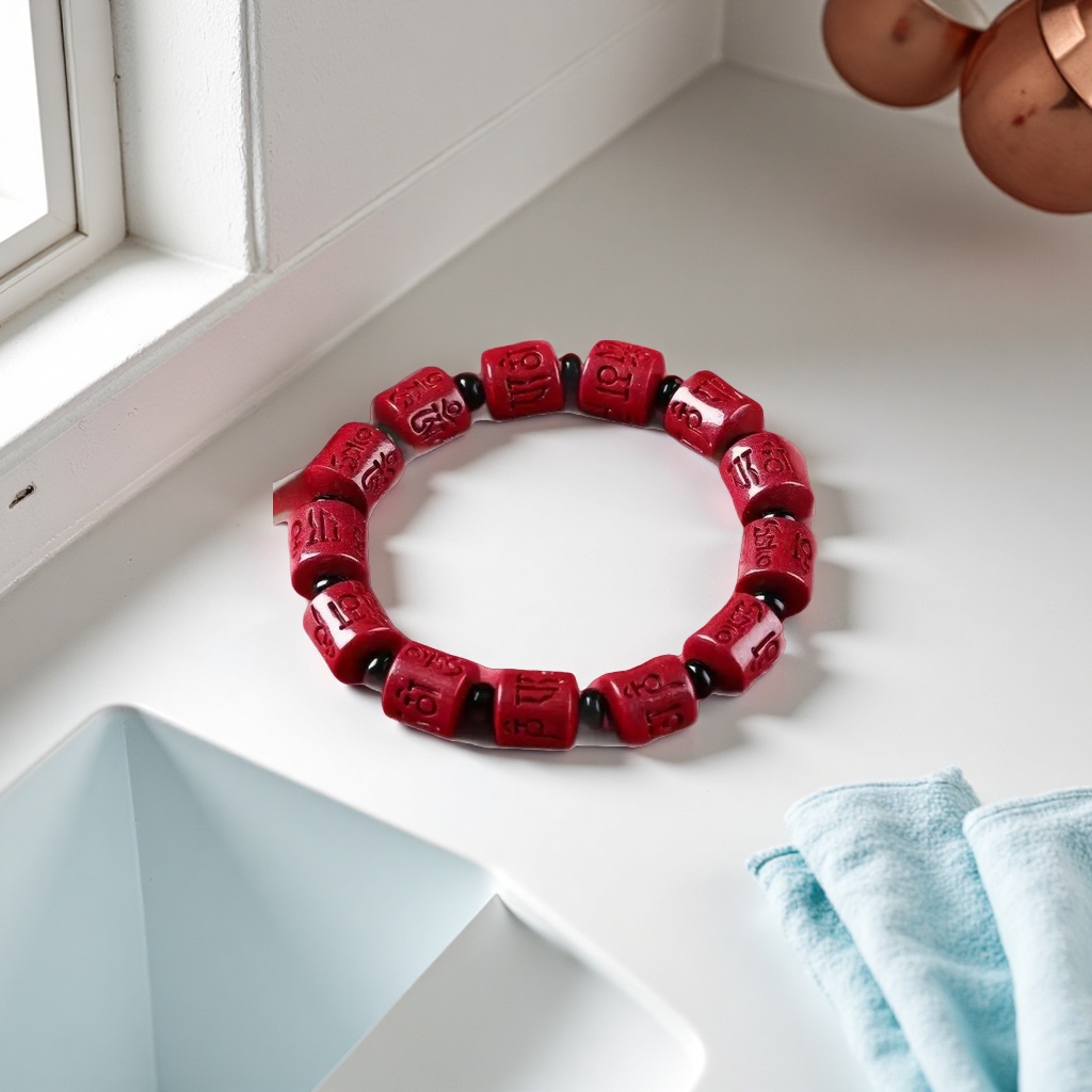 Red engraved bead bracelet, a fashionable, simple and individual accessory, is a wrist decoration for women