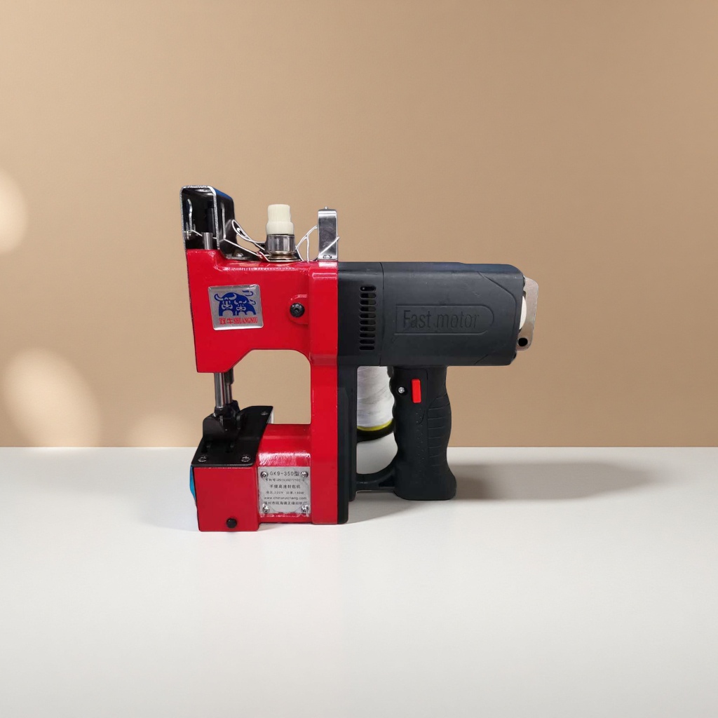 The main body of the red handheld sewing machine is a portable industrial sewing device Application Scenario