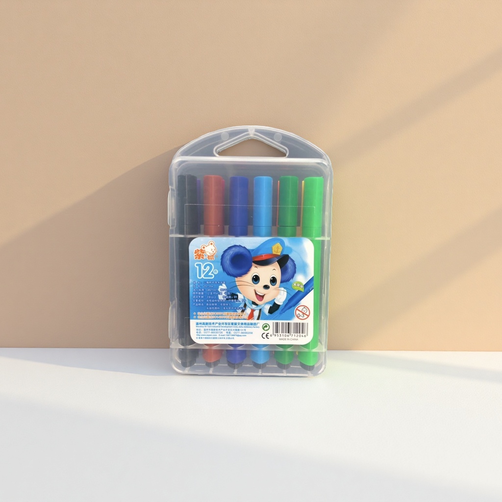 得力彩色水彩笔套装12色水彩笔盒儿童绘画美术用品