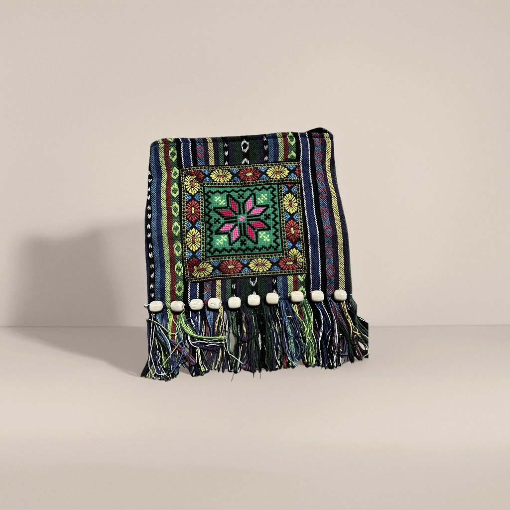 Hand-embroidered ethnic bag, colorful embroidered fabric woven bag, fashionable hand-held bag, shoulder crossbody bag for women details Picture
