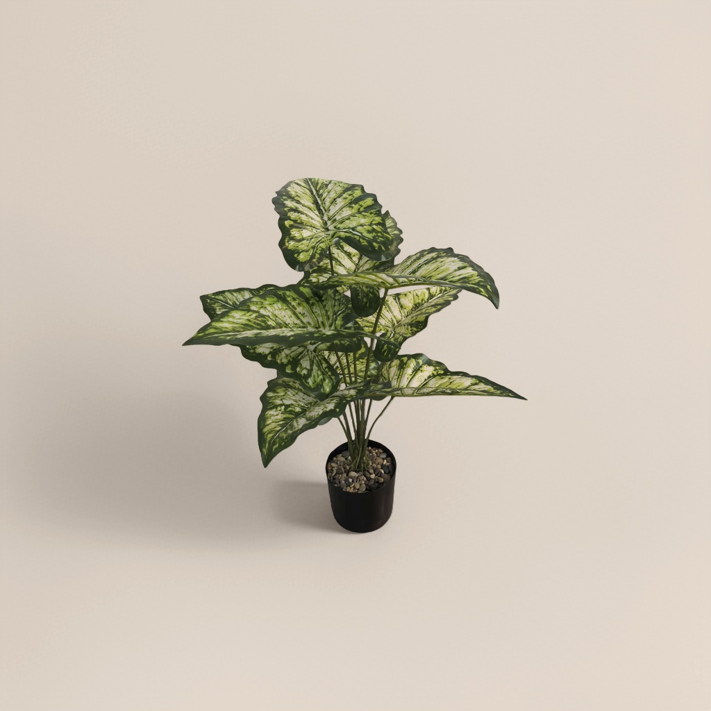 Green leaf plant potted ceramic flowerpot set for indoor Nordic-style living room and balcony decoration